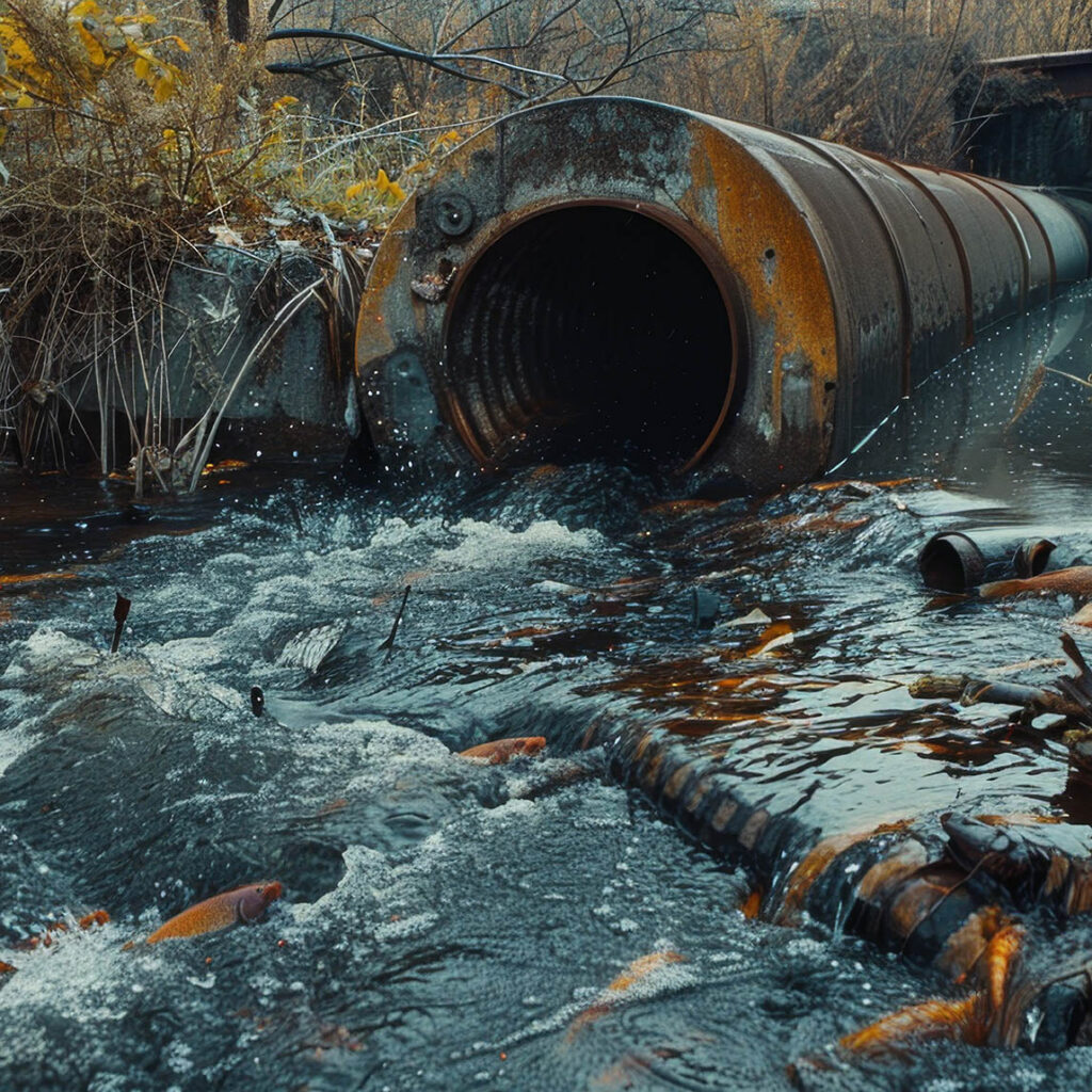 Discharges of dirty industrial water into the river, poisoning o